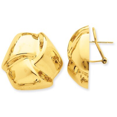 Knot Omega Back Post Earrings 14k Gold Polished E428, MPN: E428, 886774162171