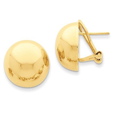 Omega Clip 16mm Half Ball Earrings 14k Gold H920, MPN: H920, 658226125221