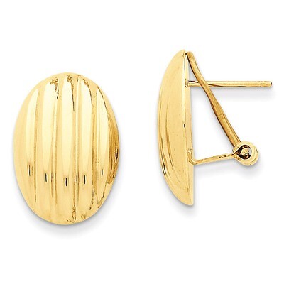 Fancy Omega Back Post Earrings 14k Gold Polished H590, MPN: H590, 658226124361