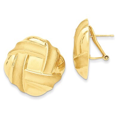 Omega Back Post Earrings 14k Gold Polished &amp; Satin E564, MPN: E564, 886774162027