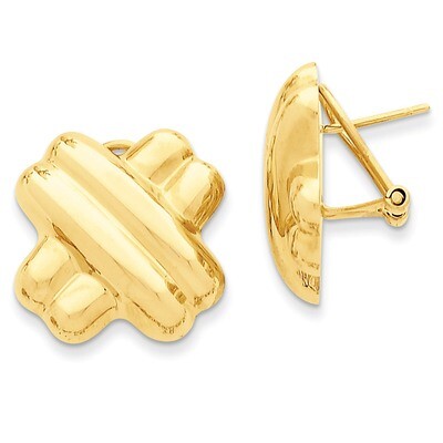 X Omega Back Post Earrings 14k Gold Polished H364, MPN: H364, 886774162256