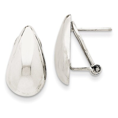 Tear Drop Omega Back Earrings 14k White Gold TM165, MPN: TM165, 658226125573