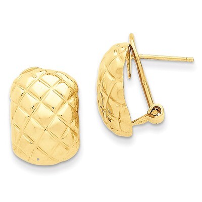 Quilted Omega Back Post Earrings 14k Gold Polished TF211, MPN: TF211, 658226127492