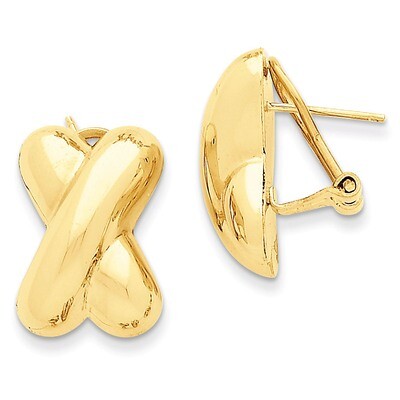 X Omega Back Post Earrings 14k Gold Polished E157, MPN: E157, 658226124415