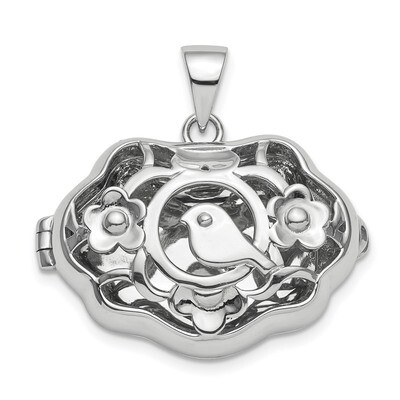 Bird Locket Style Pendant Sterling Silver Rhodium-plated QLS833, MPN: QLS833,