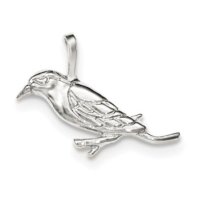 Perched Bird Chain Slide Pendant Sterling Silver Polished QC8912, MPN: QC8912, 191101361166