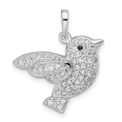 CZ Diamond Bird Pendant Sterling Silver Rhodium-Plated QC11054, MPN: QC11054,