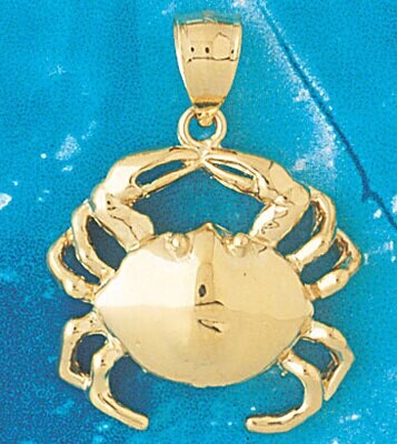 Dazzlers Jewelry Crab Pendant Necklace Charm Bracelet in Yellow, White or Rose Gold 760, MPN: DZ-76…