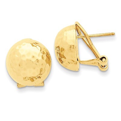 Hammered Omega Back Post Earrings 14k Gold TF205, MPN: TF205, 658226125146