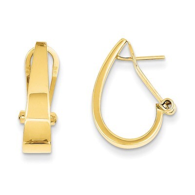 J-Hoop Omega Back Post Earrings 14k Gold Polished XY607, MPN: XY607, 730703571544