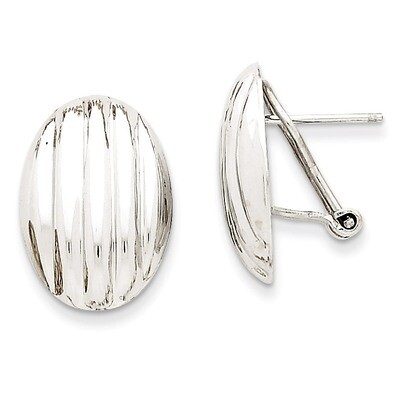 Polished Fancy Omega Back Post Earrings 14k White Gold TM353, MPN: TM353, 658226125627