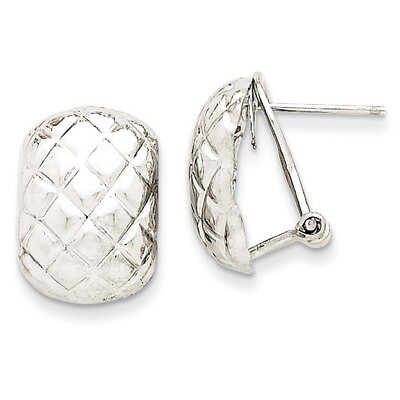 Polished Quilted Omega Back Post Earrings 14k White Gold TF210, MPN: TF210, 658226127515