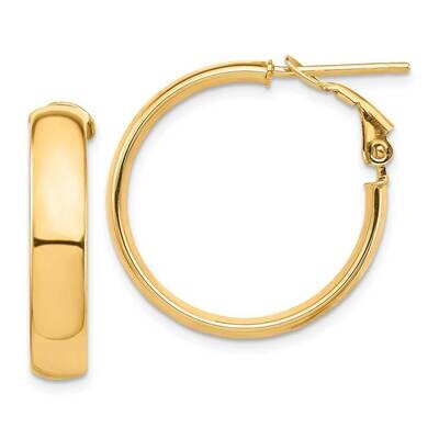 5mm Omega Back Hoop Earrings 14k Gold High Polished PRE954, MPN: PRE954, 191101984662