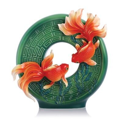 Franz Porcelain Wealth and Honor-Goldfish Design Sculptured Porcelain Vase FZ03072, MPN: FZ03072, 8…