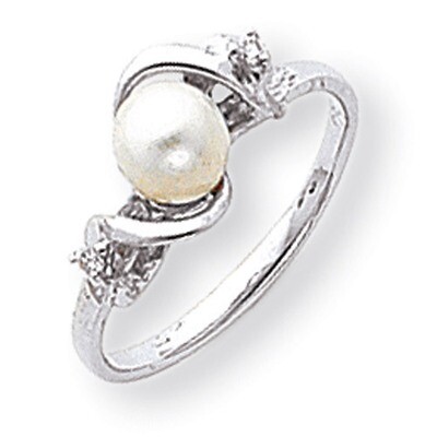 5.5mm Cultured Pearl Diamond ring 14k White Gold Y2017PL/AA, MPN: Y2017PL/AA, 886774134994