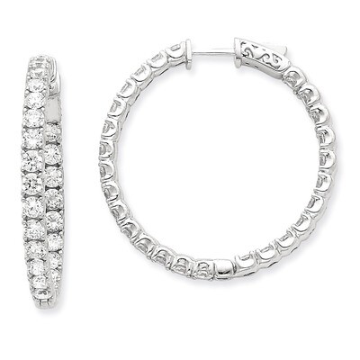 Diamond Round Hoop with Safety Clasp Earrings 14k White Gold XE2017WAA, MPN: XE2017WAA, 191101381386