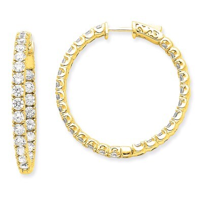 Diamond Round Hoop with Safety Clasp Earrings 14k Gold XE2017AA, MPN: XE2017AA, 191101381379