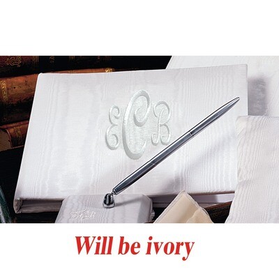 Ivory Moire Monogram Guest Book GL9801