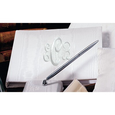 White Moire Monogram Guest Book GL9800