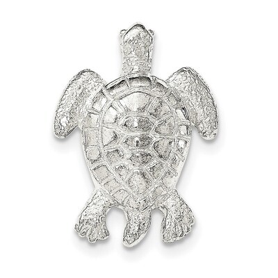 Textured Turtle Chain Slide Pendant Sterling Silver Polished QC8739, MPN: QC8739, 191101368929