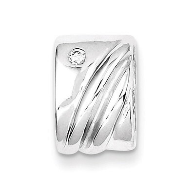 Sterling Silver Rhodium Plated Diamond Reversible Pendant Slide QP2655