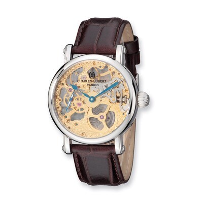 Charles Hubert Stainless Steel Brown Strap Skeleton Mechanical Watch XWA4294, MPN: XWA4294, 8488700…