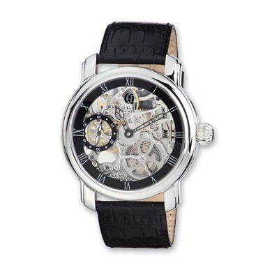 Charles Hubert Leather Band Black Skeleton Dial Watch Men&#39;s XWA3267, MPN: XWA3267, 811233018843