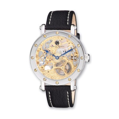 Mens Charles Hubert Leather Band Skeleton Dial Watch Gold-tone XWA3268, MPN: XWA3268, 811233018850
