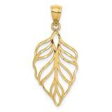 Leaf Diamond-cut Dangle Pendant 14k Gold C4560, MPN: C4560, 716838334247