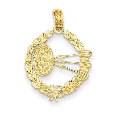 Dart Board and Darts in Leaf Design Pendant 14k Gold C3570, MPN: C3570, 637218018819