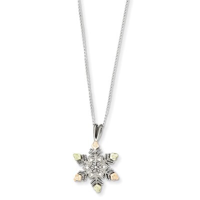 18 Inch 12k Gold Snowflake Necklace Sterling Silver QBH185-18, MPN: QBH185-18, 784715500498