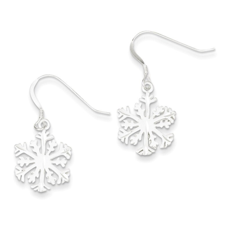 Snowflake Earrings Sterling Silver Satin QE3337, MPN: QE3337, 886774112664