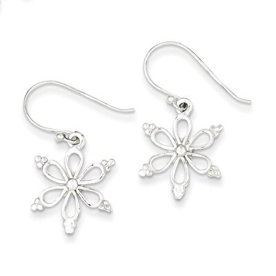 Snowflake Shepherd Hook Dangle Earrings Sterling Silver QE8810, MPN: QE8810, 883957489803