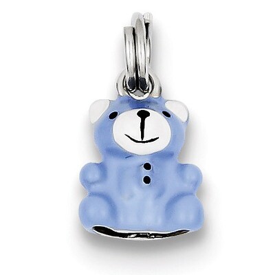 Blue &amp; Enamel Teddy Bear Charm Sterling Silver QC6809, MPN: QC6809, 883957536552