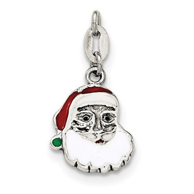Enamel Santa Charm Sterling Silver Polished QC8616, MPN: QC8616, 191101468186