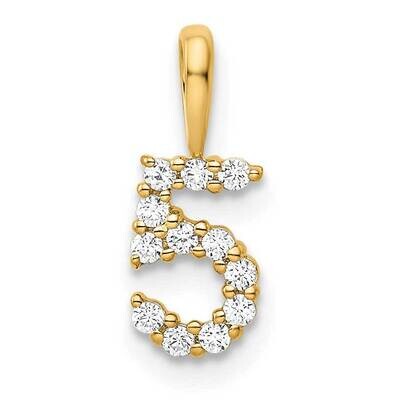 Diamond Number 5 Pendant 14k Gold PM8369-5-012-YA, MPN: PM8369-5-012-YA, 196904072271