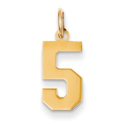 Small Polished Number 5 Charm 14k Gold LS05, MPN: LS05, 886774102283