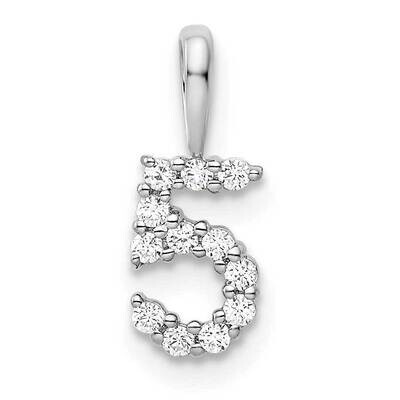 Diamond Number 5 Pendant 14k White Gold PM8369-5-012-WA, MPN: PM8369-5-012-WA, 196904071847