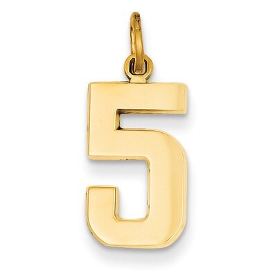 Casted Medium Polished Number 5 Charm 14k Gold MP05, MPN: MP05, 886774103075