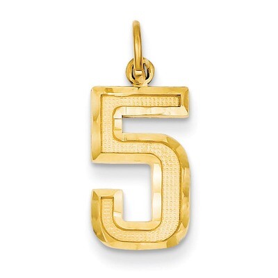 Casted Medium Diamond Cut Number 5 Charm 14k Gold MN05, MPN: MN05, 886774102962