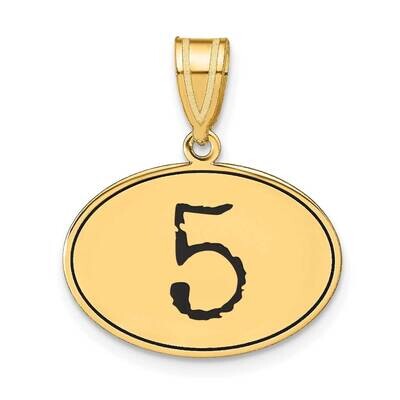 Number 5 Black Epoxy Oval Pendant 14k Gold Polished OEN05, MPN: OEN05, 196904082744