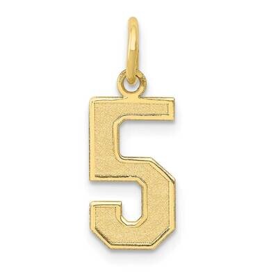 Satin Number 5 Charm 10k Gold Medium 10LSM05, MPN: 10LSM05,