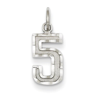 Casted Small Diamond Cut Number 5 Charm 14k White Gold WSN05, MPN: WSN05, 886774121338