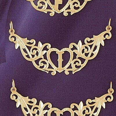 Dazzlers Jewelry Initial I Heart Pendant Necklace Charm Bracelet in Yellow, White or Rose Gold 9578…