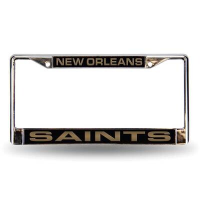 NFL New Orleans Saints Black Laser Chrome Car License Plate Frame GC7090, MPN: GC7090, 94746402549
