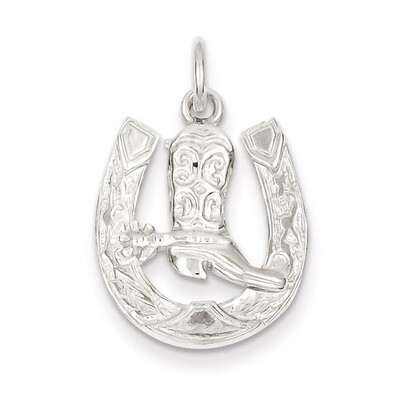 Horseshoe with Boot Charm Sterling Silver QC826, MPN: QC826, 883957974590