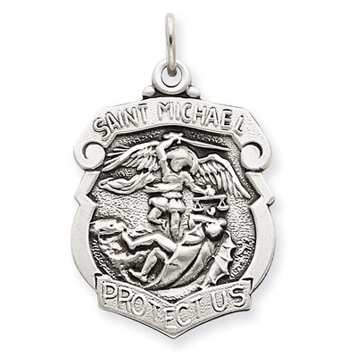Saint Michael Badge Medal Sterling Silver QC3613, MPN: QC3613, 733526120449