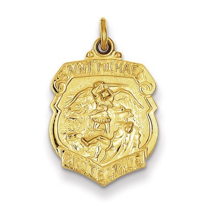 Saint Michael Badge Medal 24k Gold-plated Sterling Silver QC5650, MPN: QC5650, 886774110592