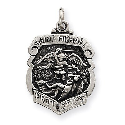 Saint Michael Badge Medal Sterling Silver QC3612, MPN: QC3612, 191101181900