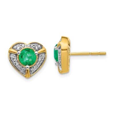 Emerald Fancy Heart Earrings 14k Gold Diamond EM3921-EM-021-YA, MPN: EM3921-EM-021-YA, 191101836473